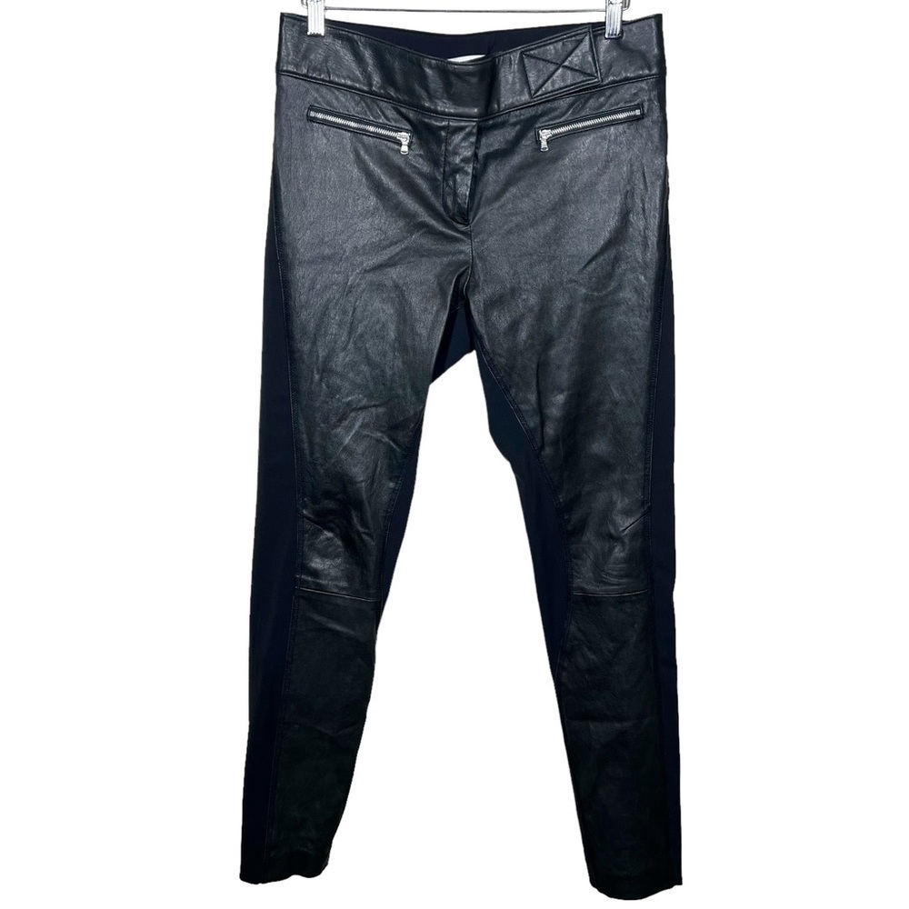 Kaufman Franco Womens Black Faux Leather Zipper Ponte Moto Grunge Pant Size 10